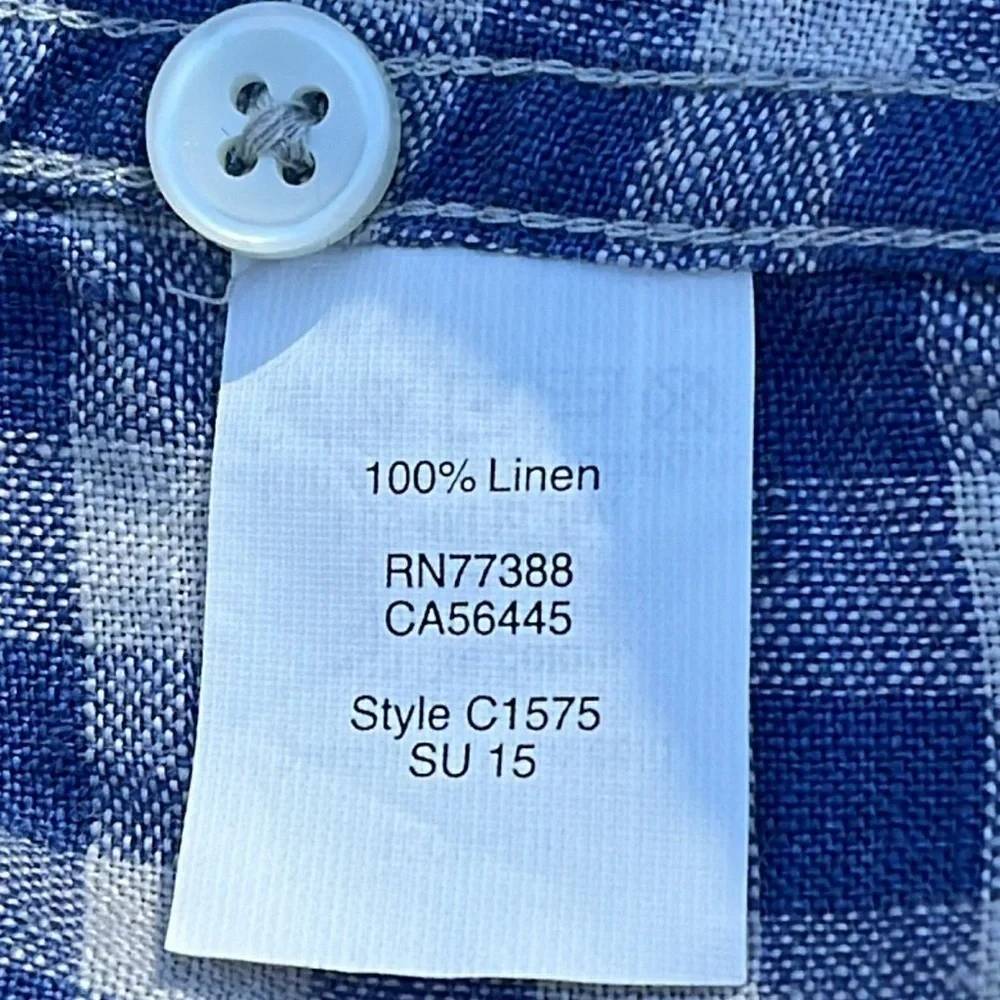 J.Crew checkered, slim button down long sleeve shirt blue/gray,100% linen,medium